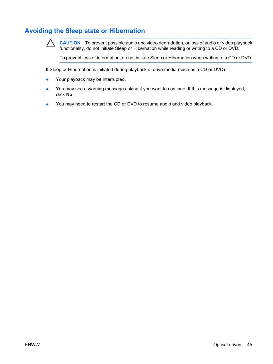 Avoiding the sleep state or hibernation | HP Compaq Presario C542EA Notebook PC User Manual | Page 51 / 73