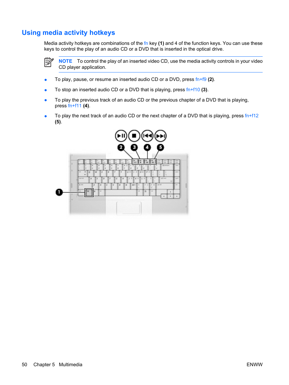 Using media activity hotkeys | HP Compaq Presario C542EA Notebook PC User Manual | Page 56 / 73