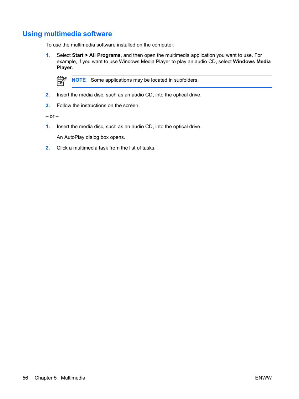 Using multimedia software | HP Compaq Presario C542EA Notebook PC User Manual | Page 62 / 73