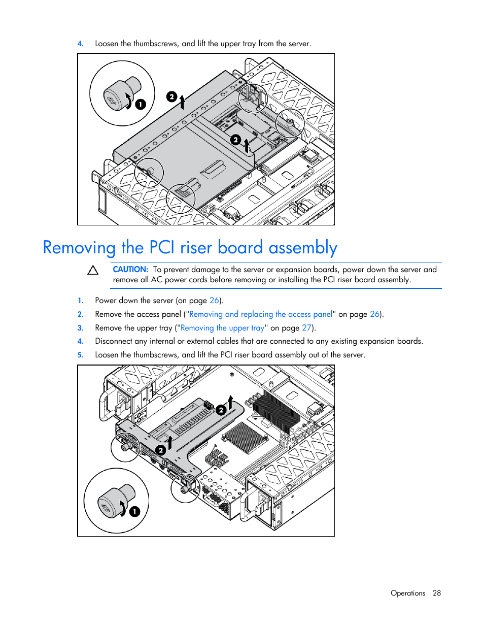 Removing the pci riser board assembly | HP ProLiant DL320s Server User Manual | Page 28 / 100