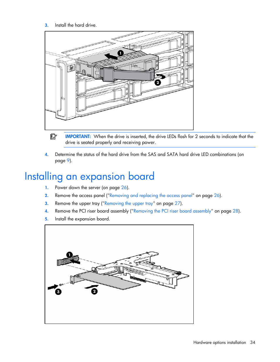 Installing an expansion board | HP ProLiant DL320s Server User Manual | Page 34 / 100