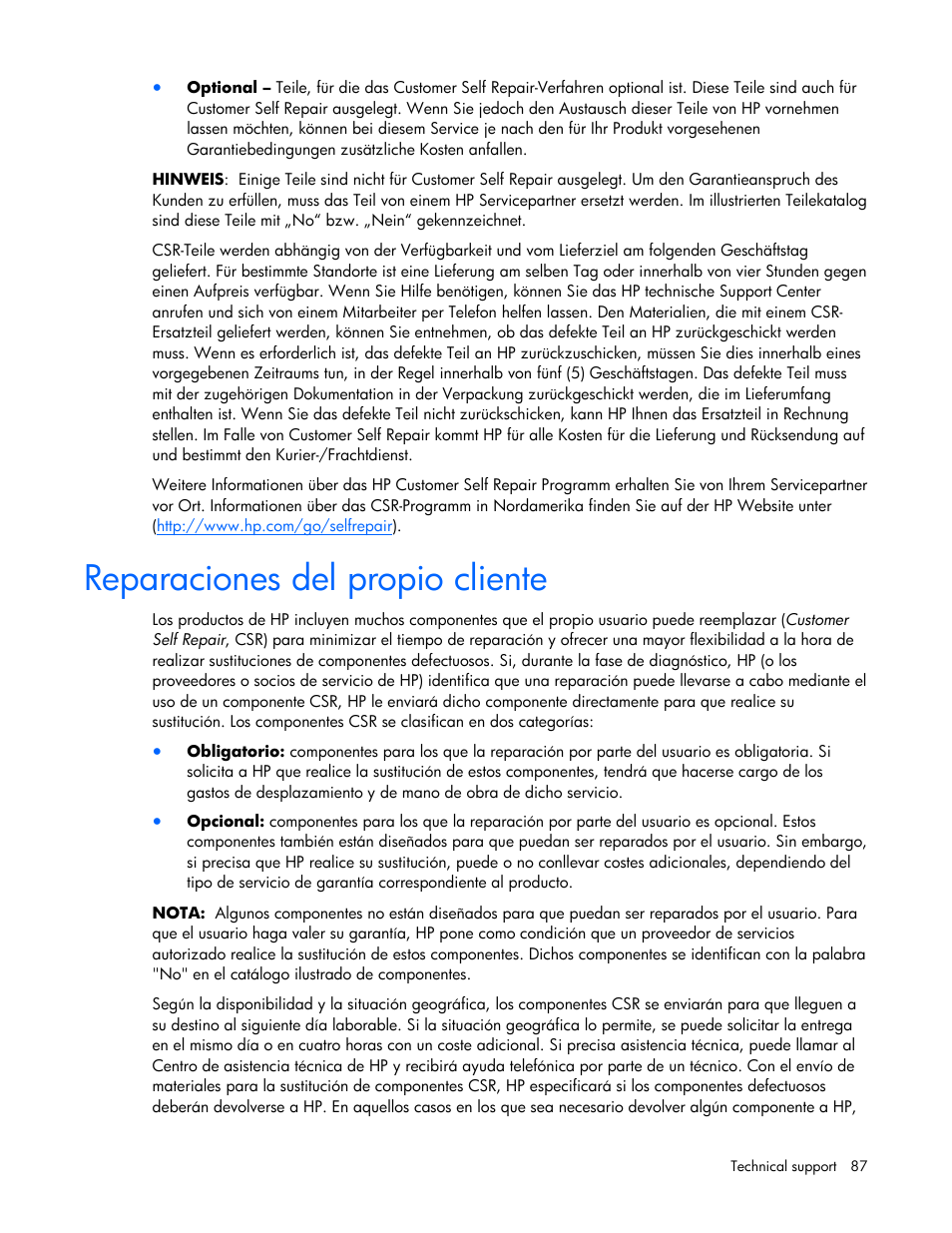 Reparaciones del propio cliente | HP ProLiant DL320s Server User Manual | Page 87 / 100