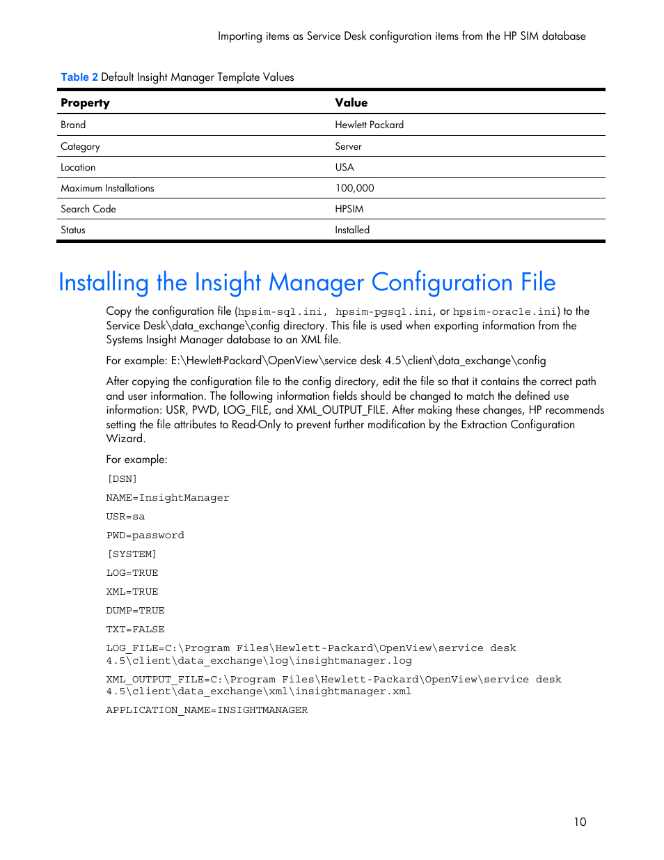 Installing the insight manager configuration file | HP Systems Insight Manager User Manual | Page 10 / 111