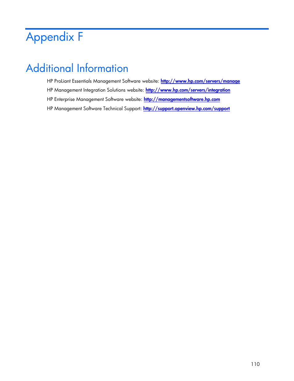 Appendix f, Additional information | HP Systems Insight Manager User Manual | Page 110 / 111