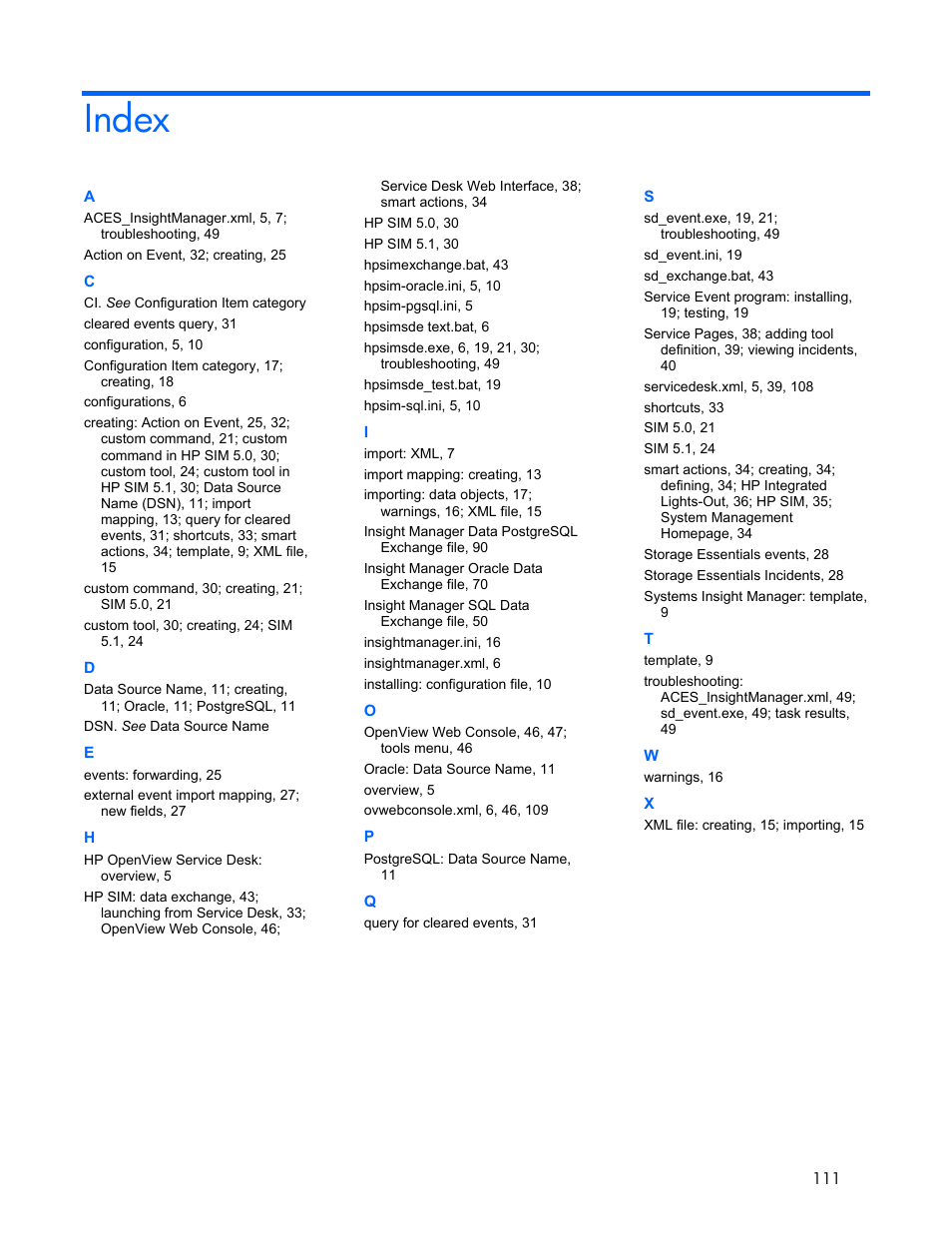 Index | HP Systems Insight Manager User Manual | Page 111 / 111