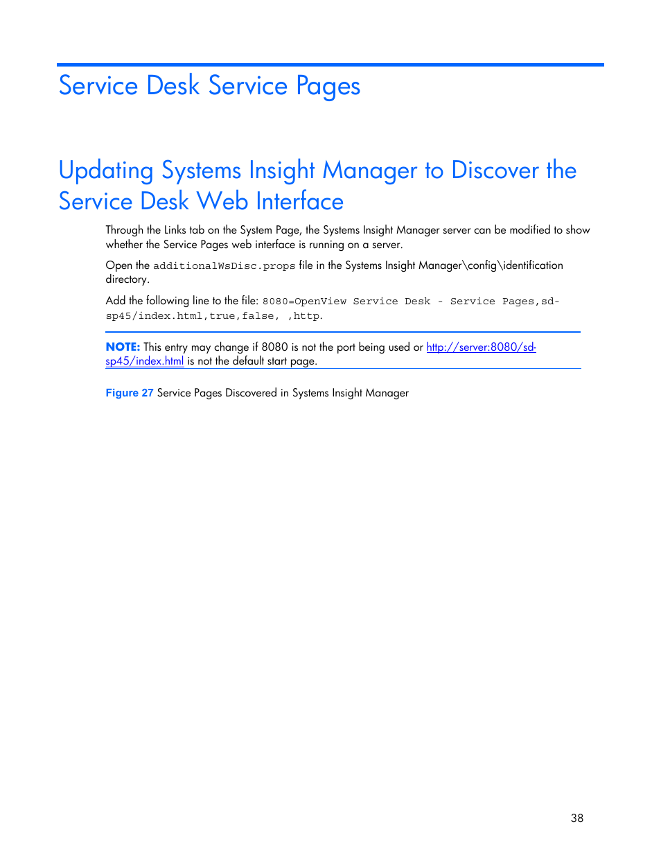 Service desk service pages | HP Systems Insight Manager User Manual | Page 38 / 111