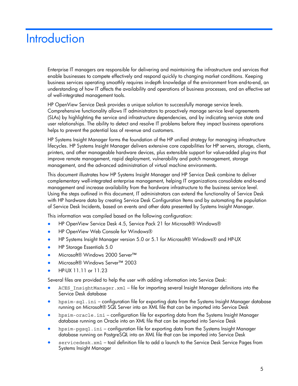 Introduction | HP Systems Insight Manager User Manual | Page 5 / 111