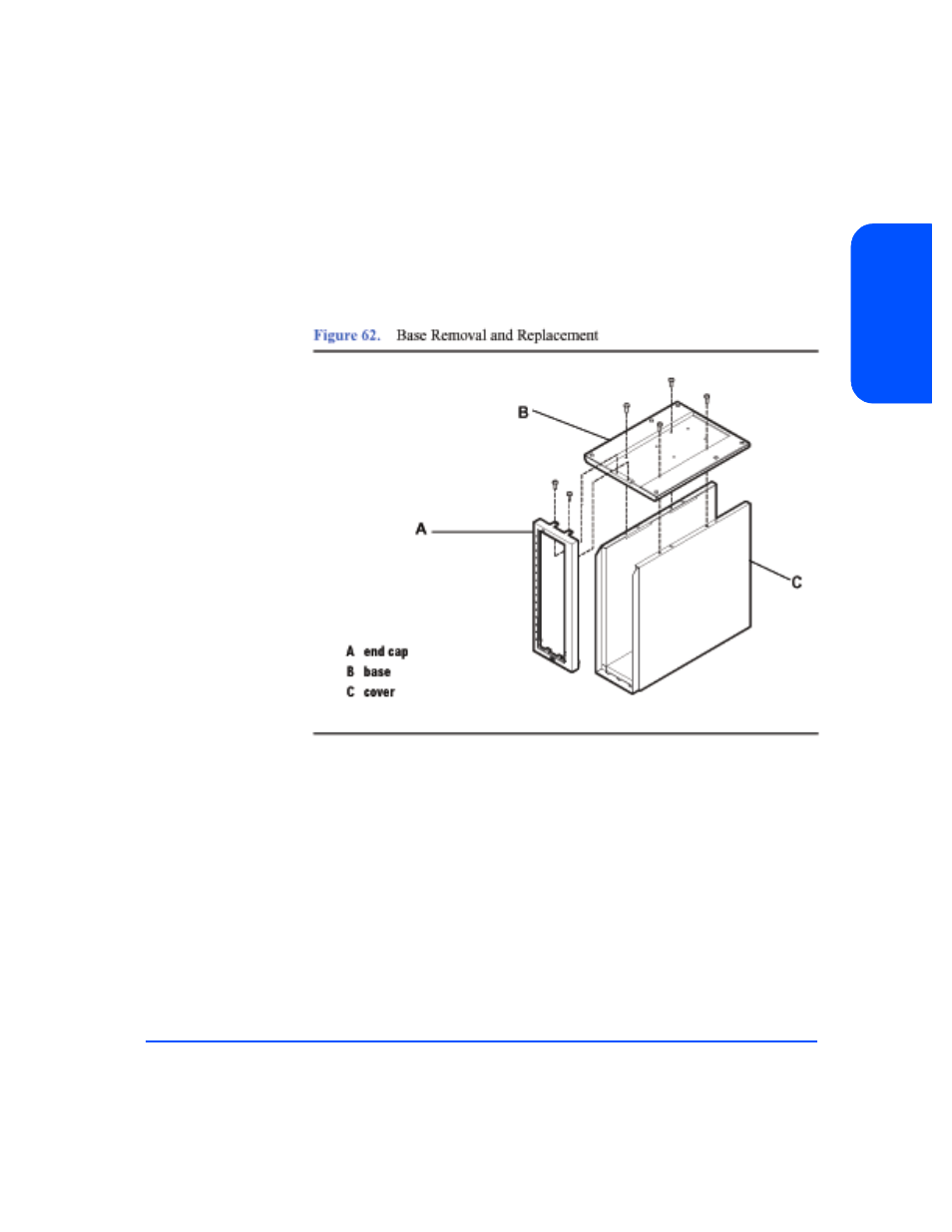 Figure 62, Base removal and replacement 135 | HP StorageWorks 2300 Disk System User Manual | Page 135 / 158