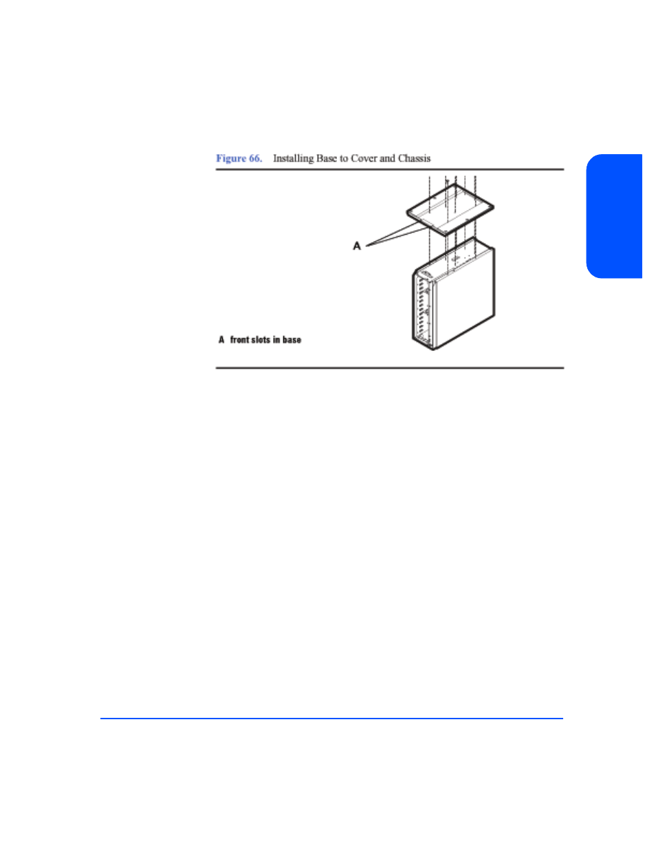 Figure 66, Installing base to cover and chassis 139 | HP StorageWorks 2300 Disk System User Manual | Page 139 / 158