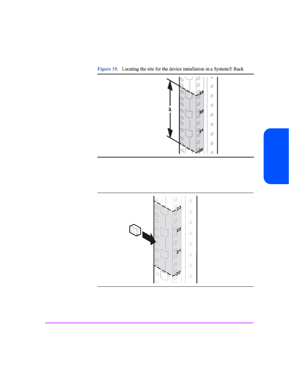 Figure 19, Figure 20, Installing clipnuts for an hp rack system/e 51 | HP StorageWorks 2300 Disk System User Manual | Page 51 / 158