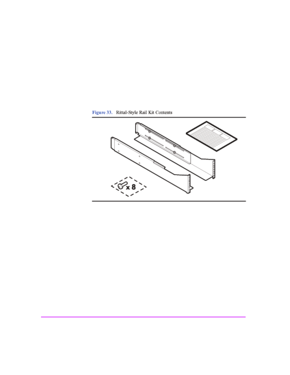 Figure 33, Rittal-style rail kit contents 64 | HP StorageWorks 2300 Disk System User Manual | Page 64 / 158