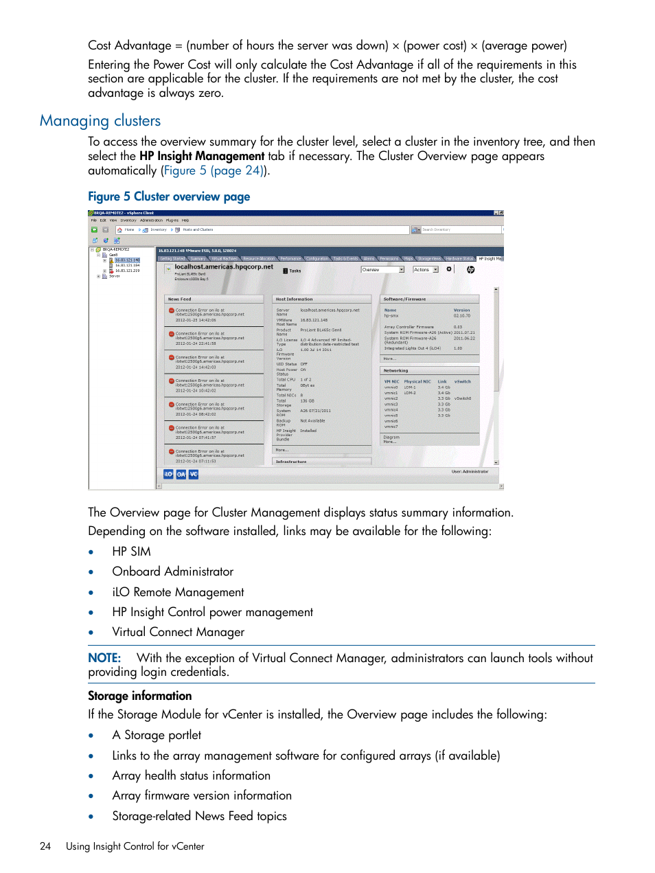 Managing clusters | HP OneView for VMware vCenter User Manual | Page 24 / 99