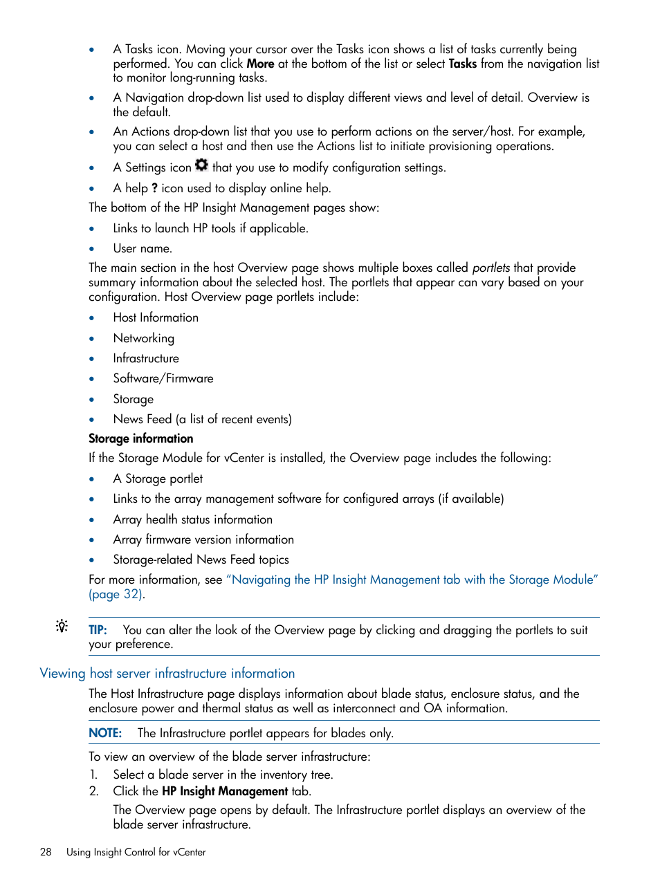 Viewing host server infrastructure information | HP OneView for VMware vCenter User Manual | Page 28 / 99