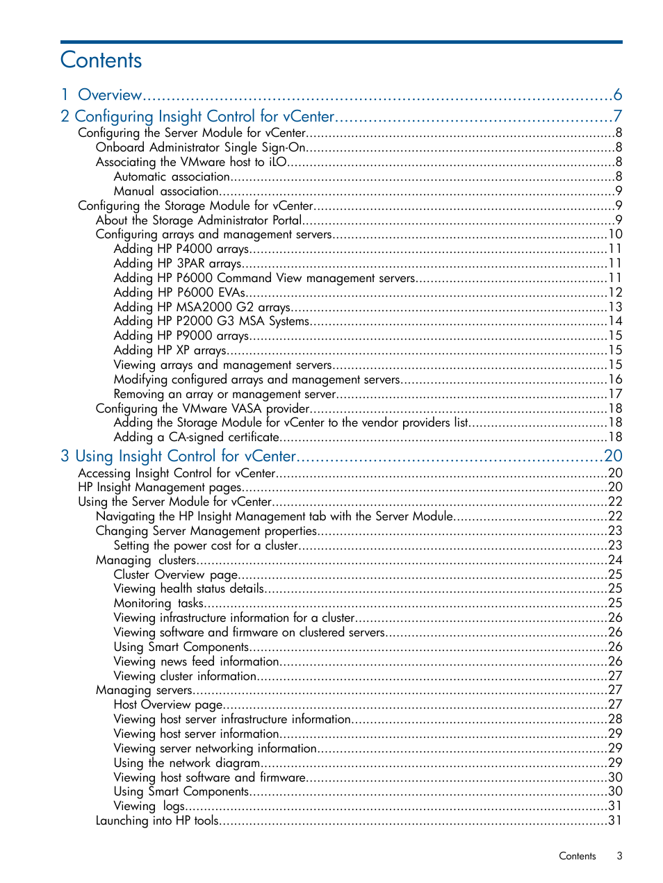 HP OneView for VMware vCenter User Manual | Page 3 / 99