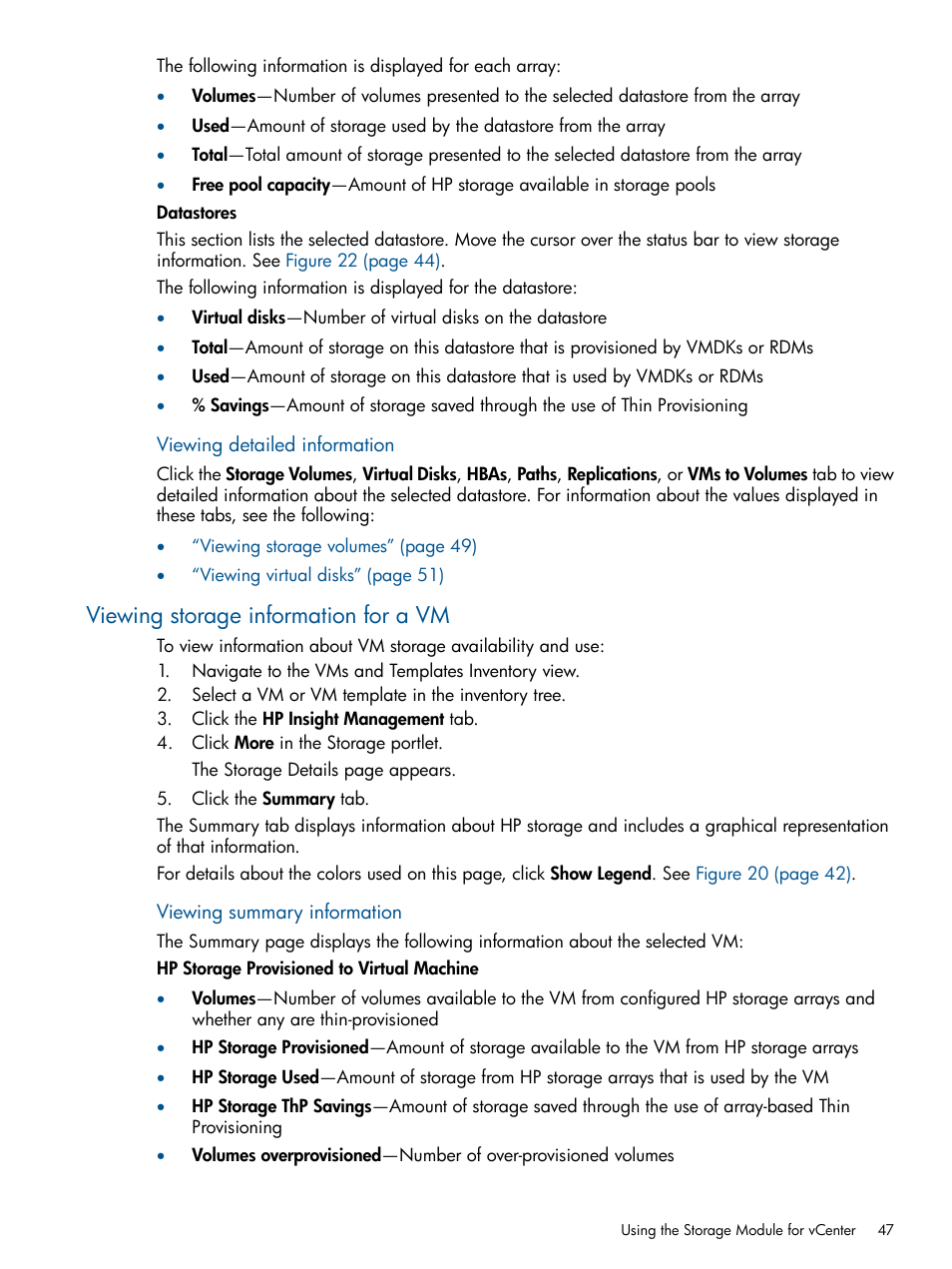 Viewing storage information for a vm | HP OneView for VMware vCenter User Manual | Page 47 / 99