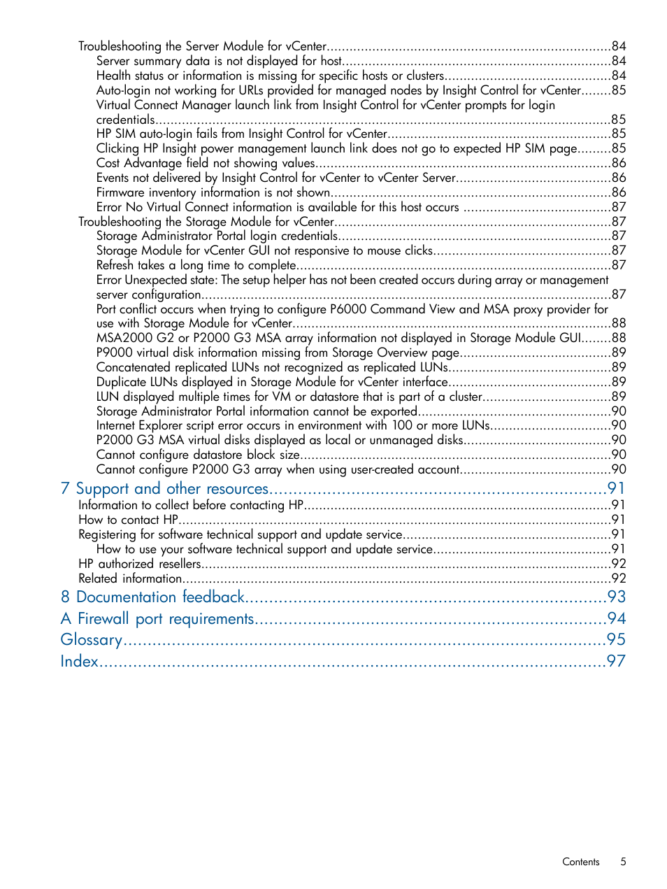 7 support and other resources | HP OneView for VMware vCenter User Manual | Page 5 / 99