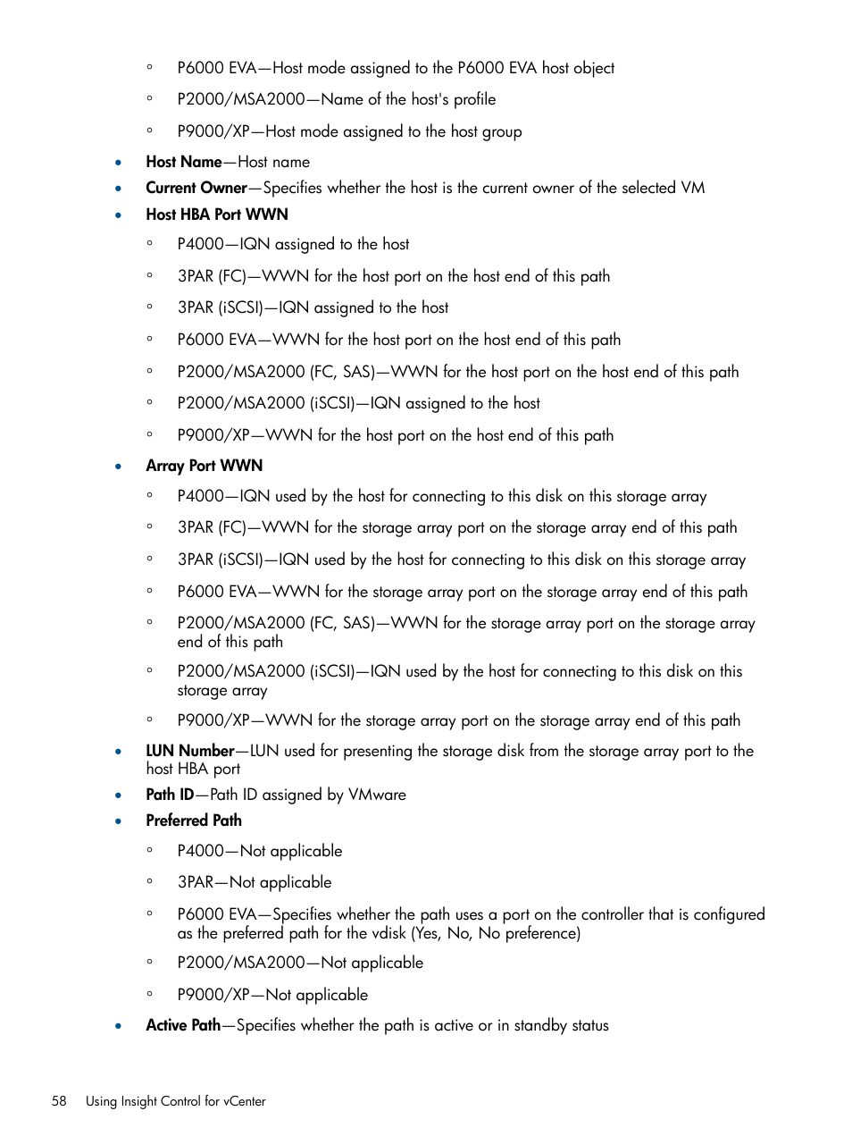 HP OneView for VMware vCenter User Manual | Page 58 / 99