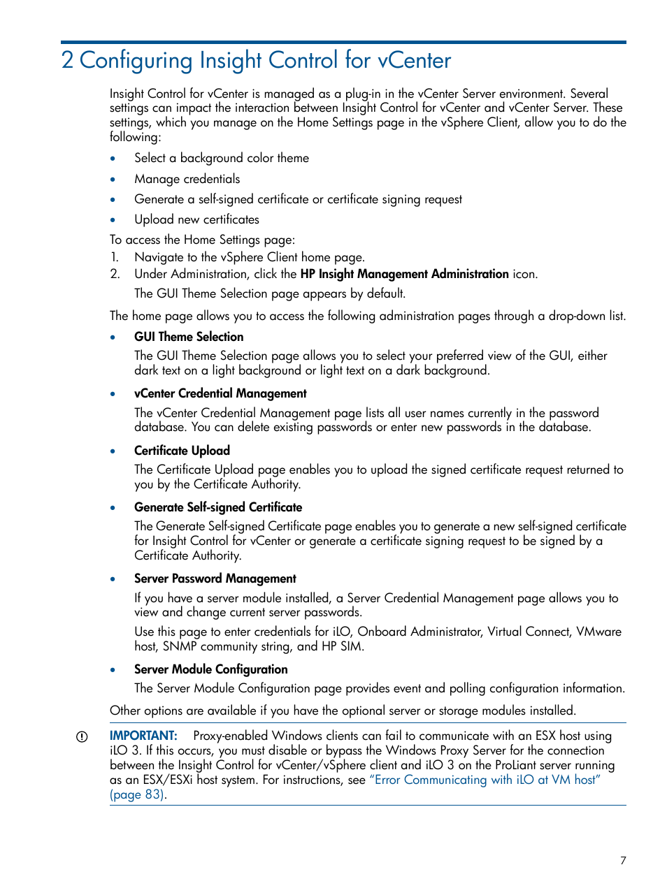 2 configuring insight control for vcenter | HP OneView for VMware vCenter User Manual | Page 7 / 99