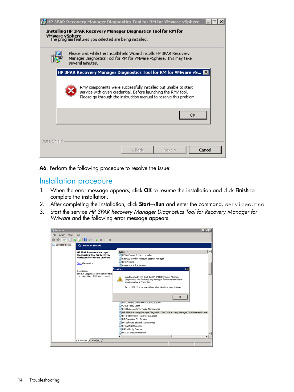 Installation procedure | HP 3PAR Recovery Manager Software for VMware vSphere User Manual | Page 14 / 21