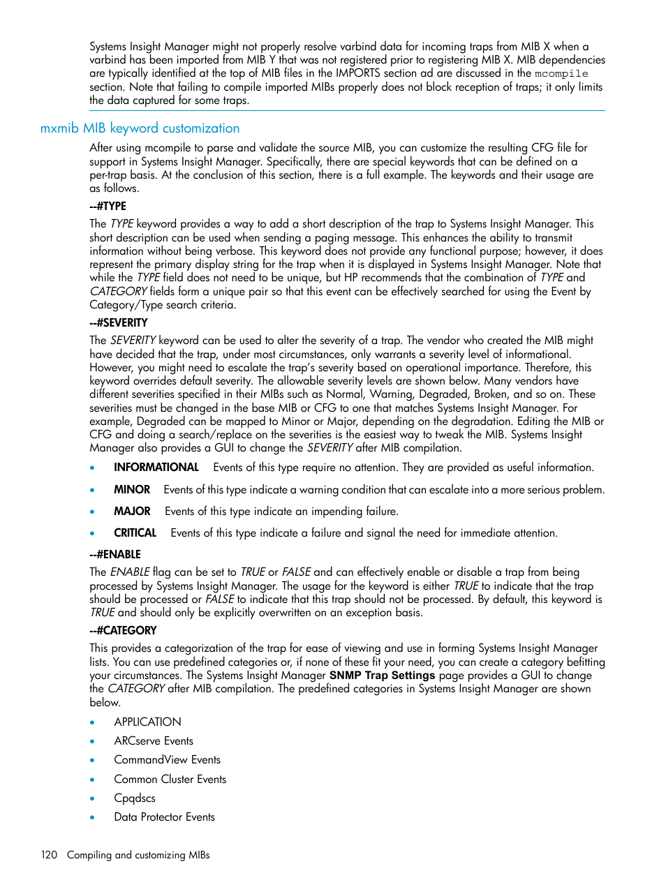 Mxmib mib keyword customization | HP Systems Insight Manager User Manual | Page 120 / 178