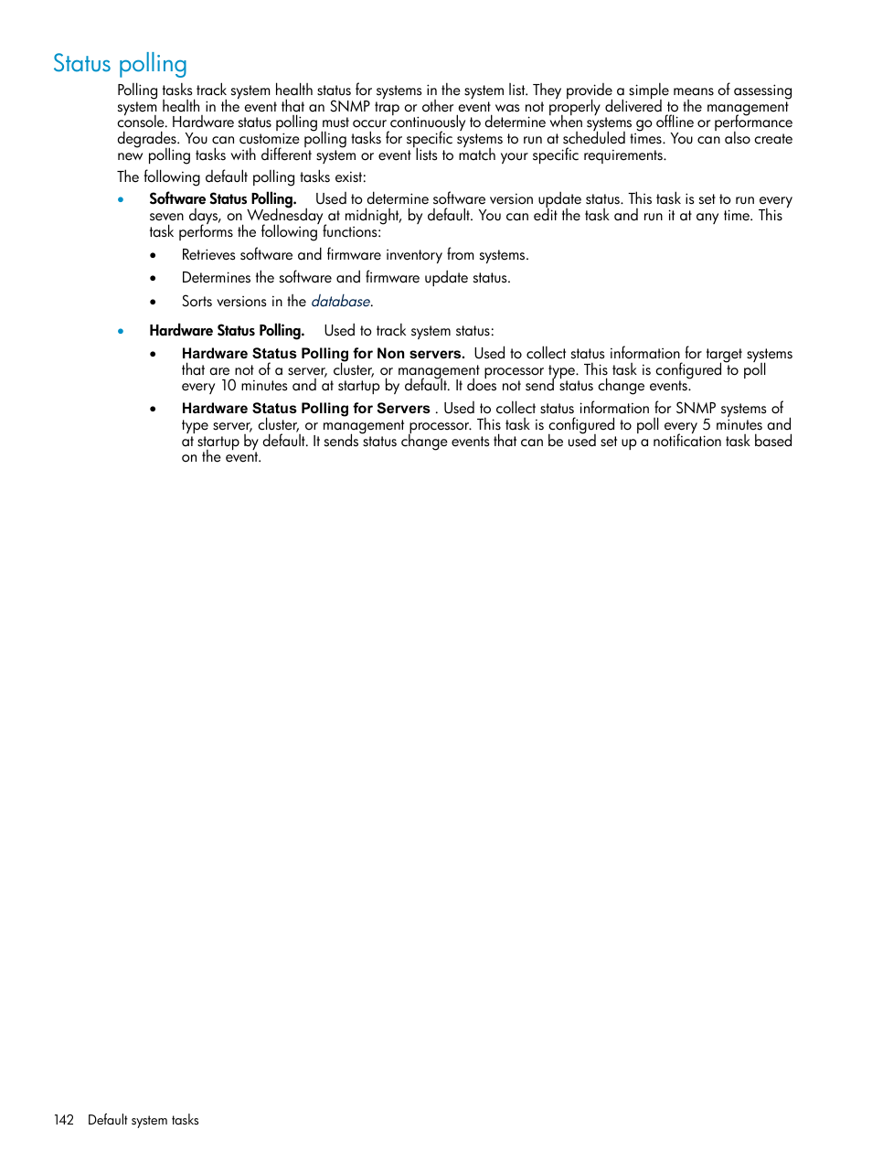 Status polling | HP Systems Insight Manager User Manual | Page 142 / 178