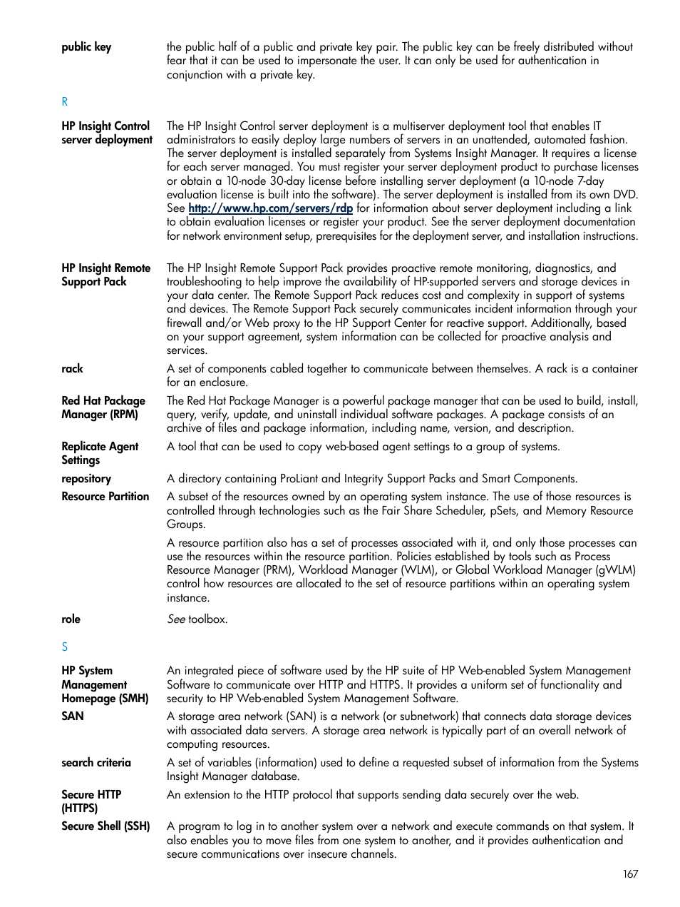 Secure shell, Public, Repository | Replicate agent settings | HP Systems Insight Manager User Manual | Page 167 / 178