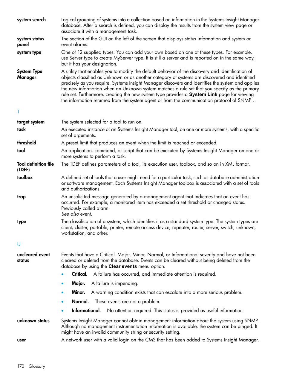 Tool, Users, Toolbox | Tools, User, Traps, Task, Thresholds | HP Systems Insight Manager User Manual | Page 170 / 178