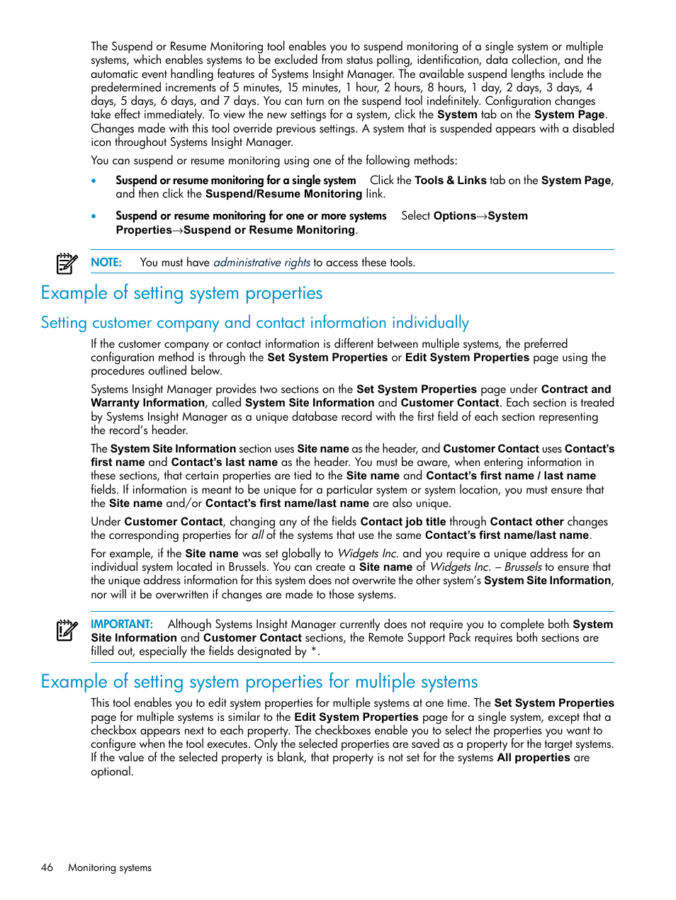 Example of setting system properties | HP Systems Insight Manager User Manual | Page 46 / 178