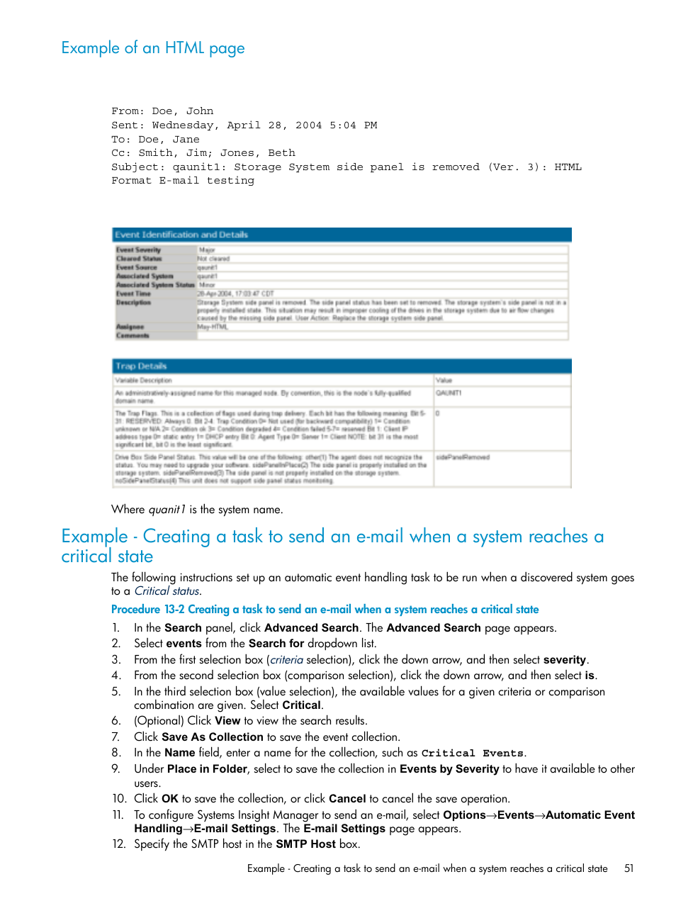 Example of an html page | HP Systems Insight Manager User Manual | Page 51 / 178