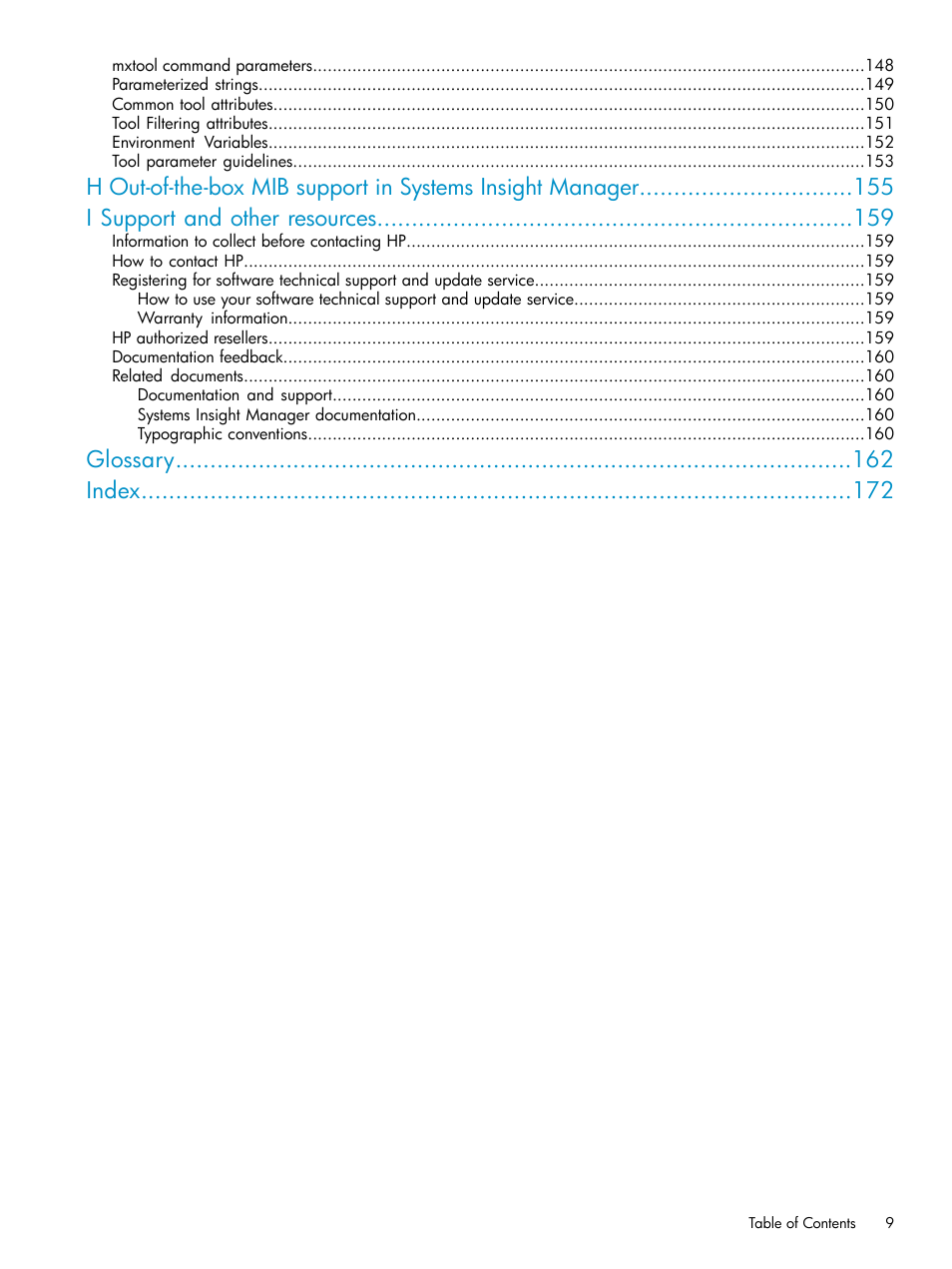 Glossary index | HP Systems Insight Manager User Manual | Page 9 / 178