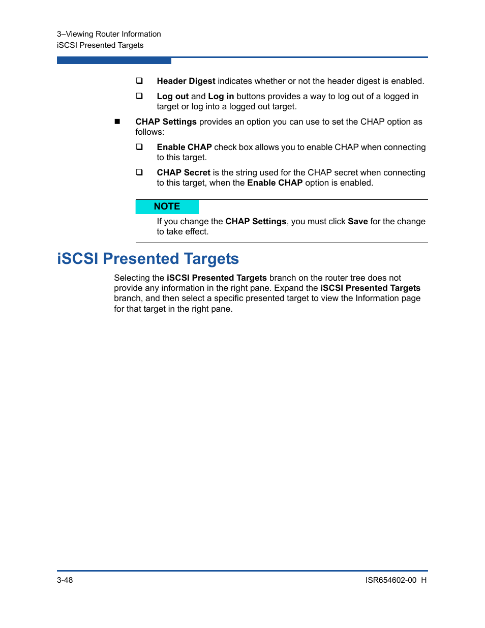 Iscsi presented targets | HP MPX200 Multifunction Router User Manual | Page 104 / 220