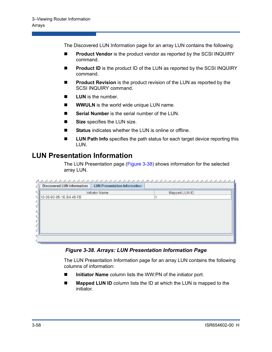 Lun presentation information | HP MPX200 Multifunction Router User Manual | Page 114 / 220