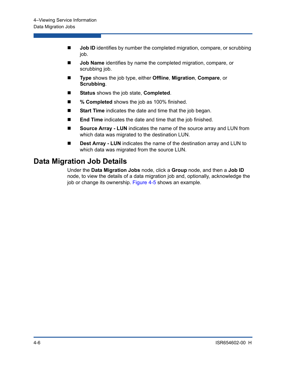 Data migration job details | HP MPX200 Multifunction Router User Manual | Page 134 / 220