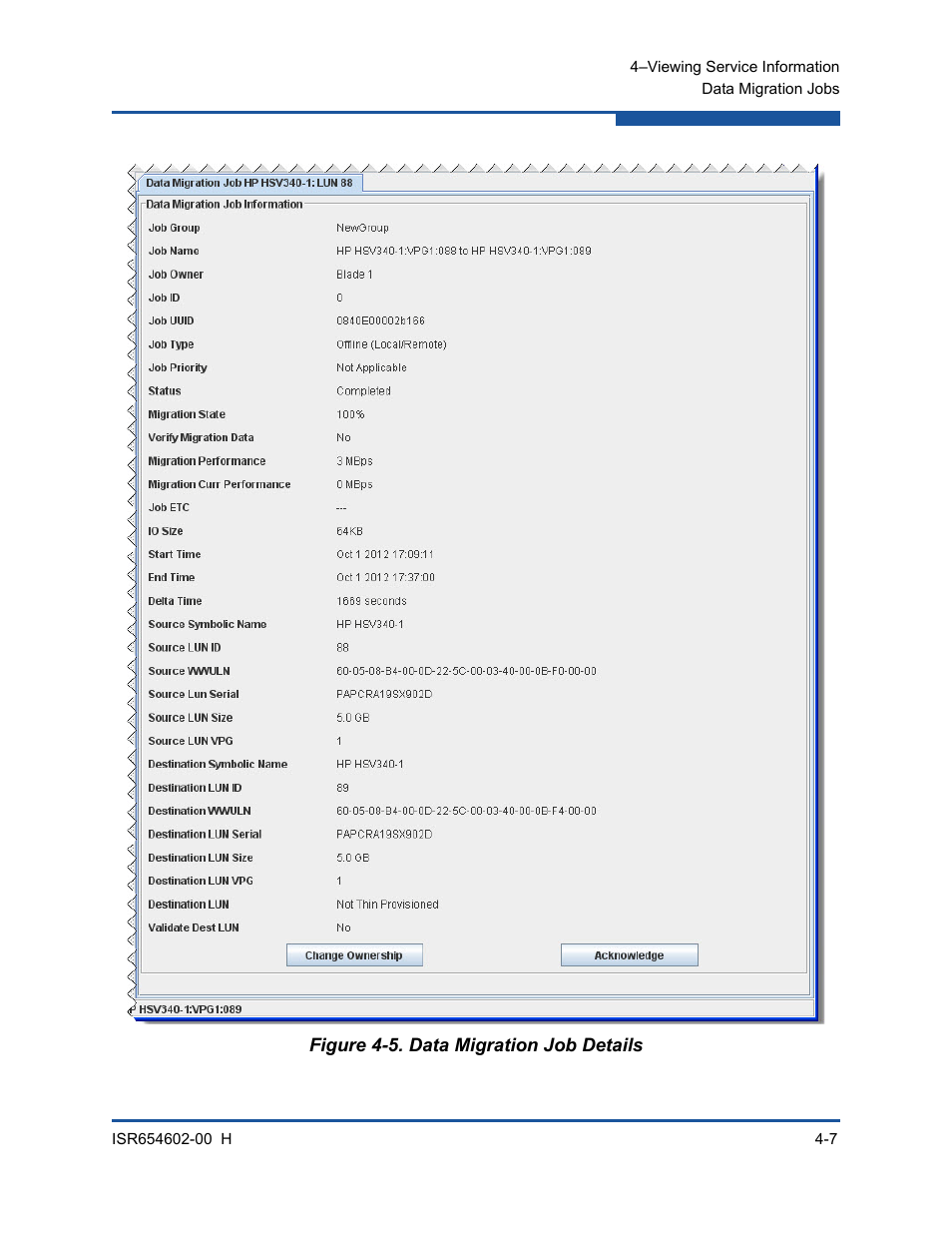 Figure 4-5, Data migration job details | HP MPX200 Multifunction Router User Manual | Page 135 / 220