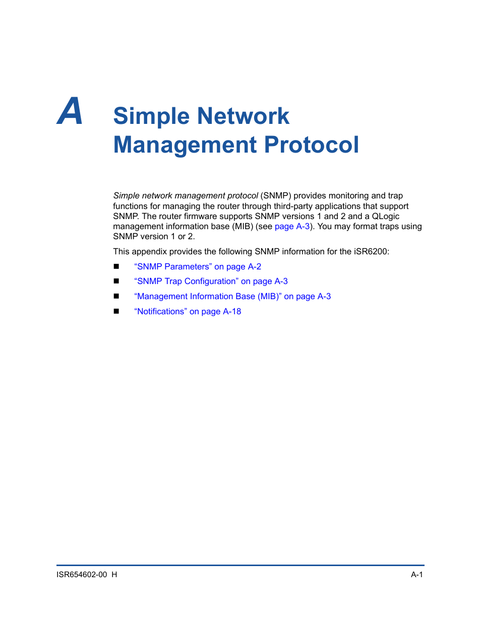 A simple network management protocol, Simple network management protocol, Appendix a simple network management protocol | HP MPX200 Multifunction Router User Manual | Page 137 / 220