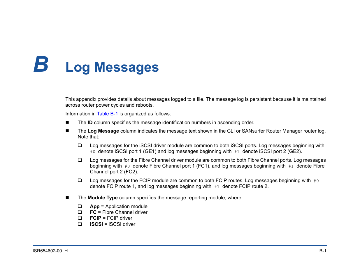 B log messages, Log messages, Appendix b | HP MPX200 Multifunction Router User Manual | Page 161 / 220