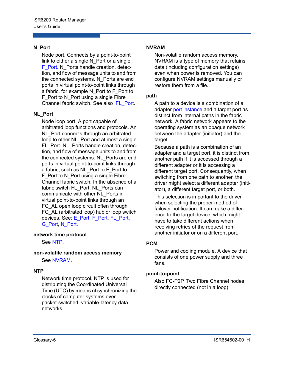 N_port, Nl_port, Network time protocol | Non-volatile random access memory, Nvram, Path, Point-to-point | HP MPX200 Multifunction Router User Manual | Page 200 / 220