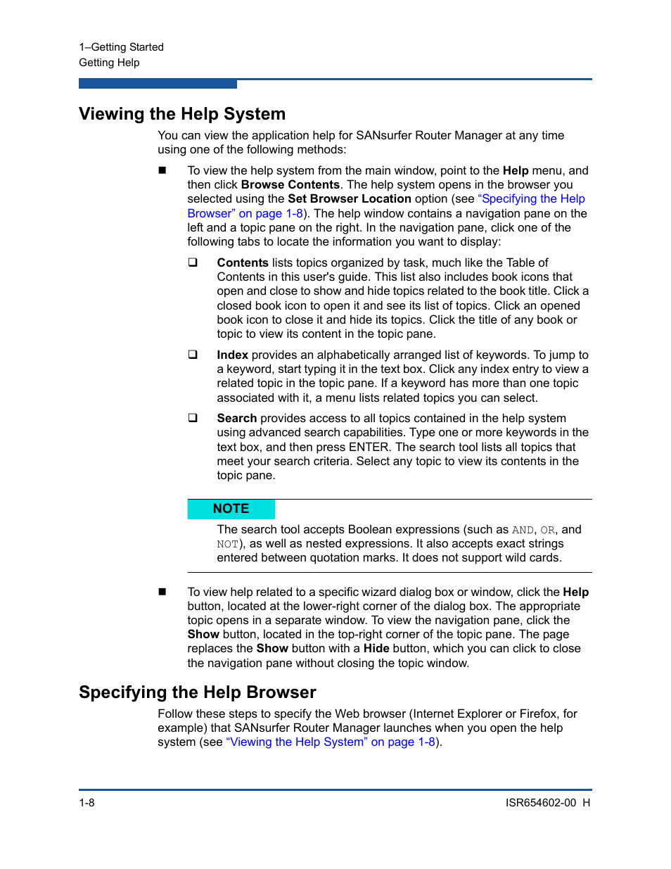 Viewing the help system, Specifying the help browser | HP MPX200 Multifunction Router User Manual | Page 28 / 220