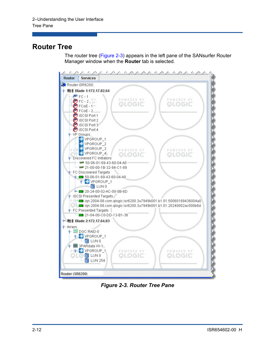 Router tree, Router tree pane | HP MPX200 Multifunction Router User Manual | Page 46 / 220