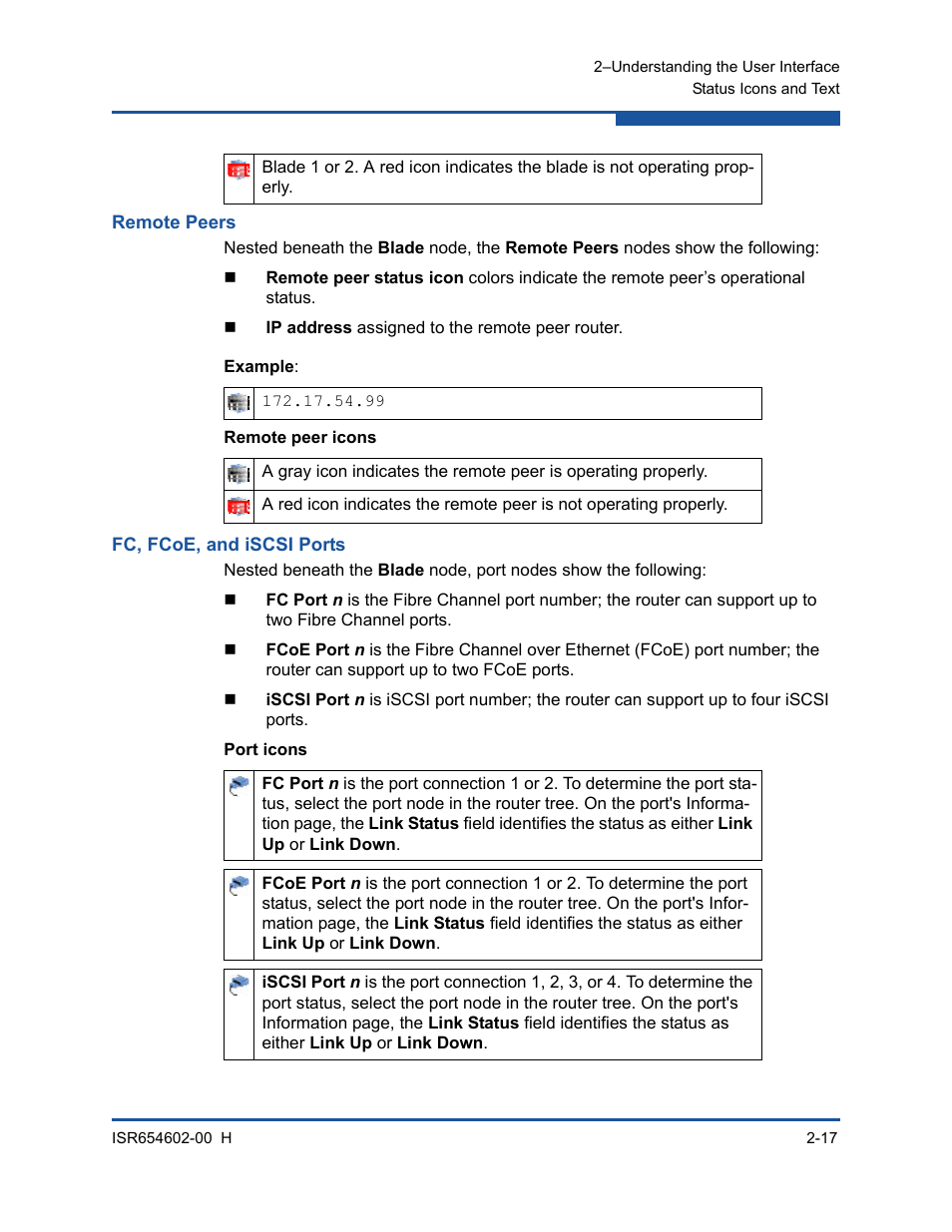 Remote peers, Fc, fcoe, and iscsi ports | HP MPX200 Multifunction Router User Manual | Page 51 / 220