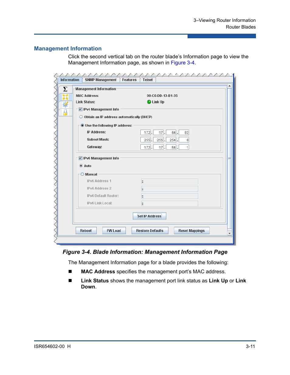 Management information | HP MPX200 Multifunction Router User Manual | Page 67 / 220