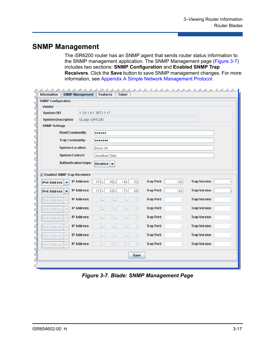 Snmp management | HP MPX200 Multifunction Router User Manual | Page 73 / 220