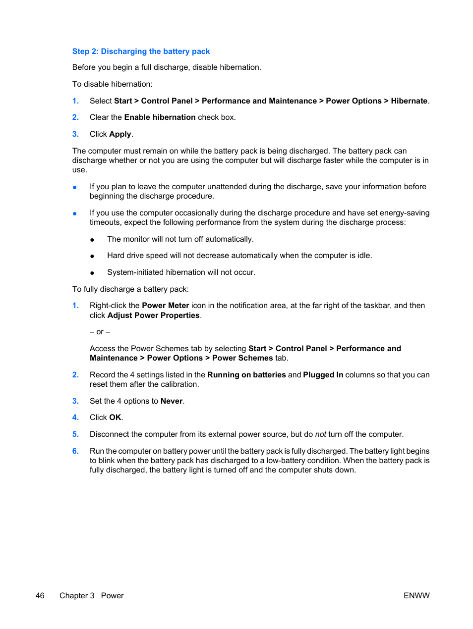 Step 2: discharging the battery pack | HP Compaq Presario C310EU Notebook PC User Manual | Page 52 / 87