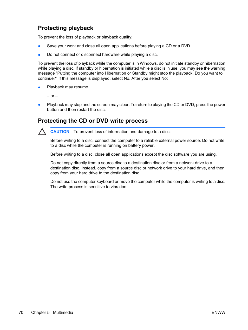 Protecting playback, Protecting the cd or dvd write process | HP Compaq Presario C310EU Notebook PC User Manual | Page 76 / 87