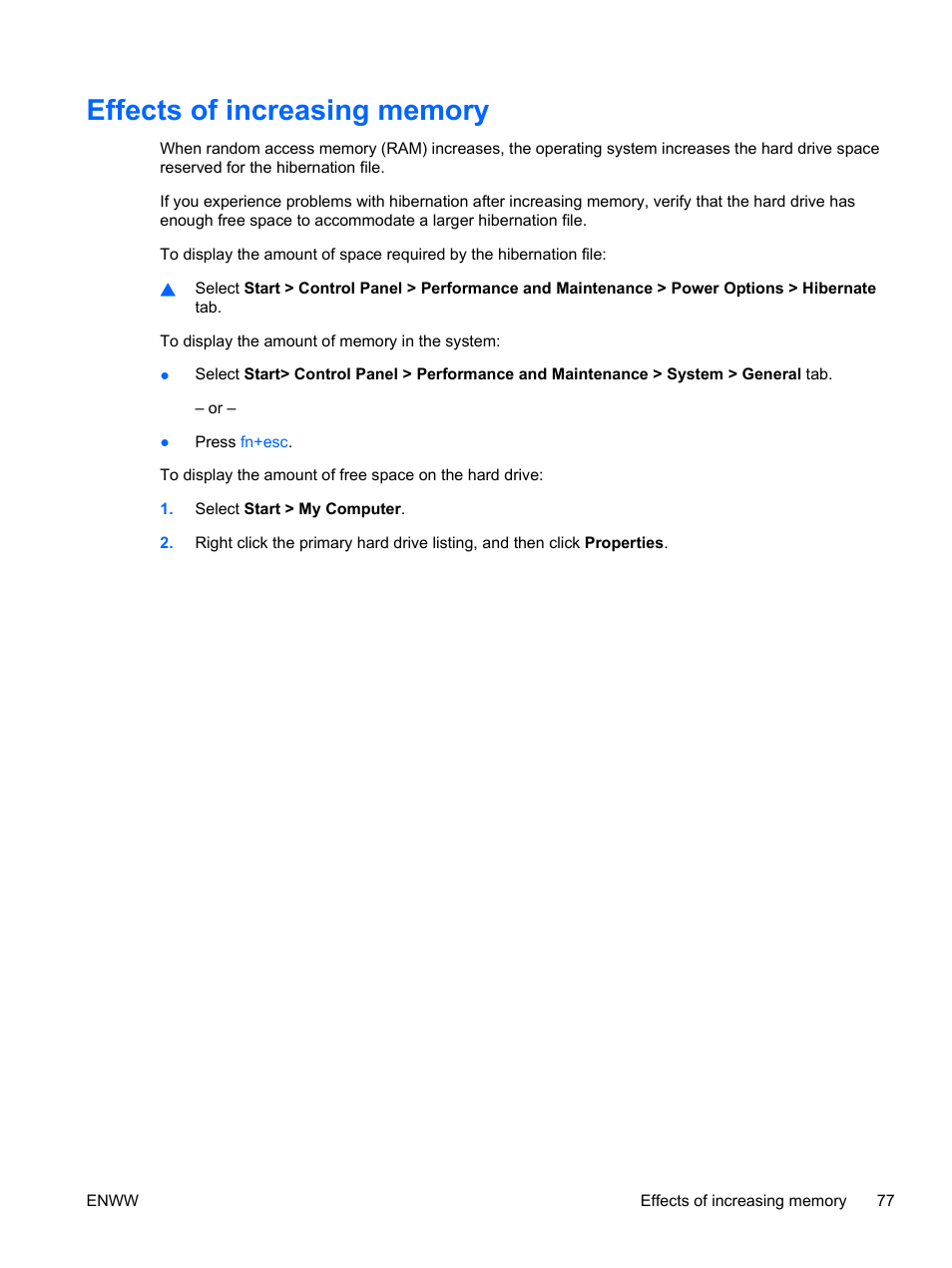 Effects of increasing memory | HP Compaq Presario C310EU Notebook PC User Manual | Page 83 / 87