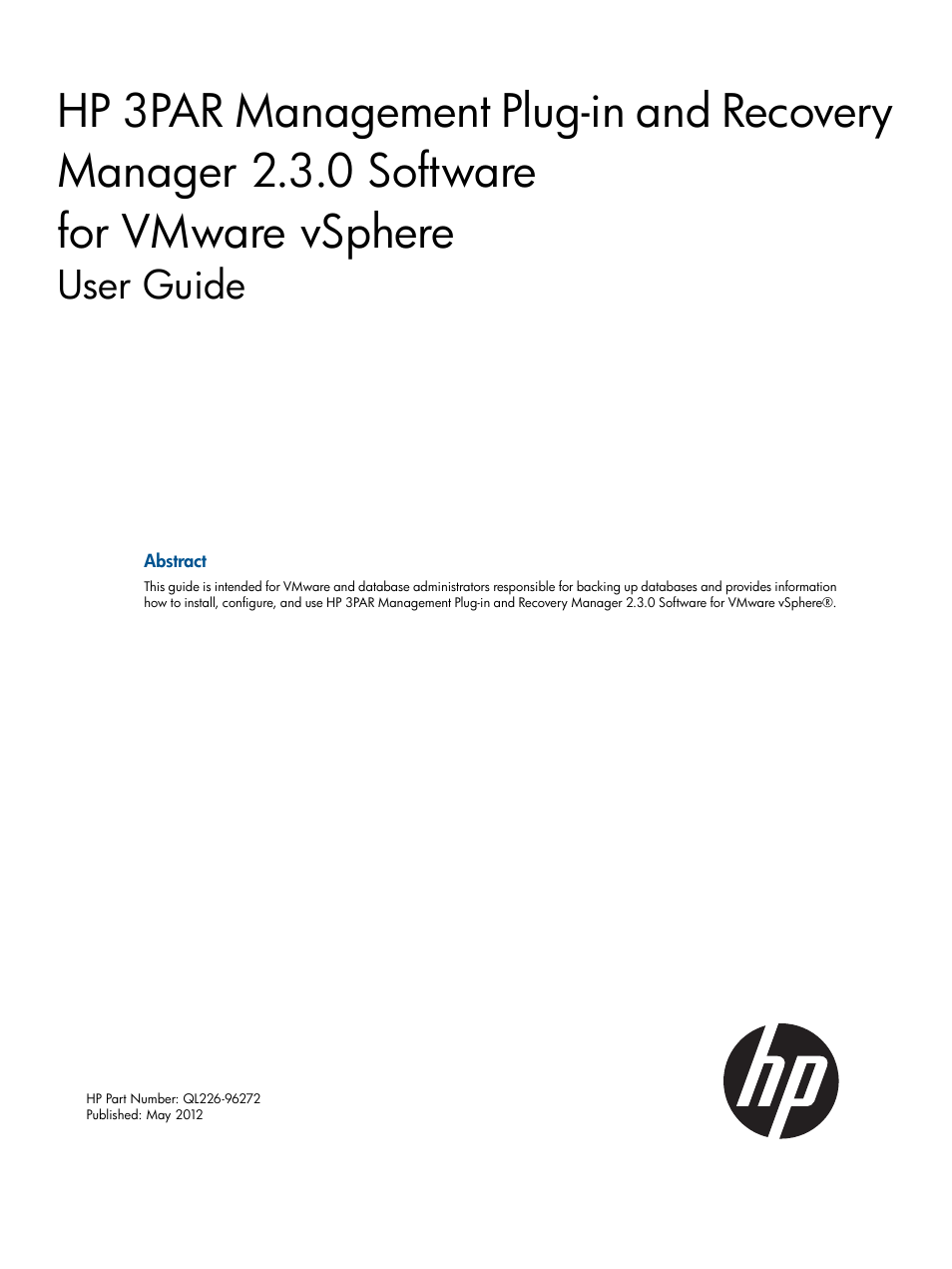 HP 3PAR Application Software Suite for VMware User Manual | 104 pages