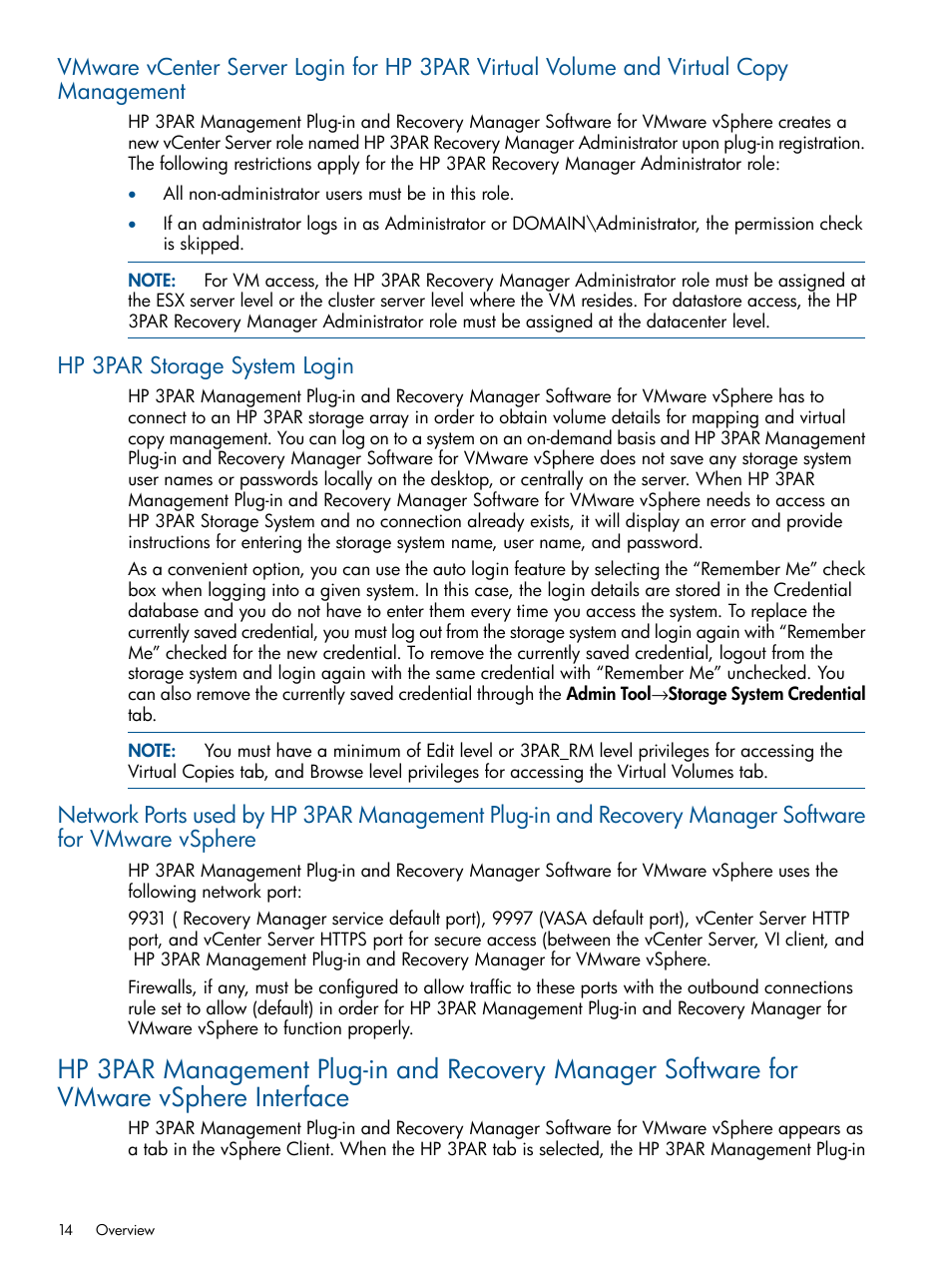 Hp 3par storage system login | HP 3PAR Application Software Suite for VMware User Manual | Page 14 / 104