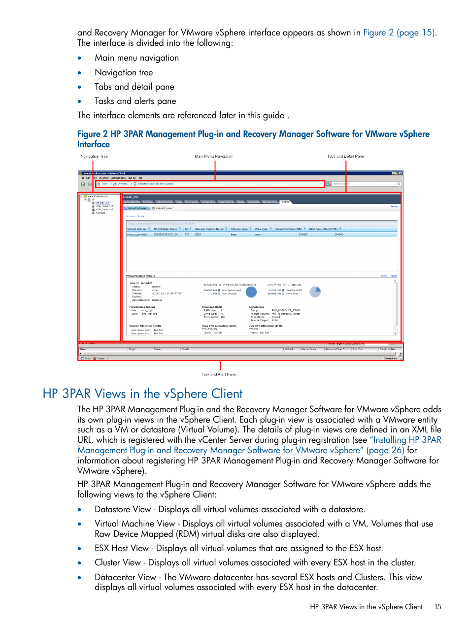 Hp 3par views in the vsphere client | HP 3PAR Application Software Suite for VMware User Manual | Page 15 / 104