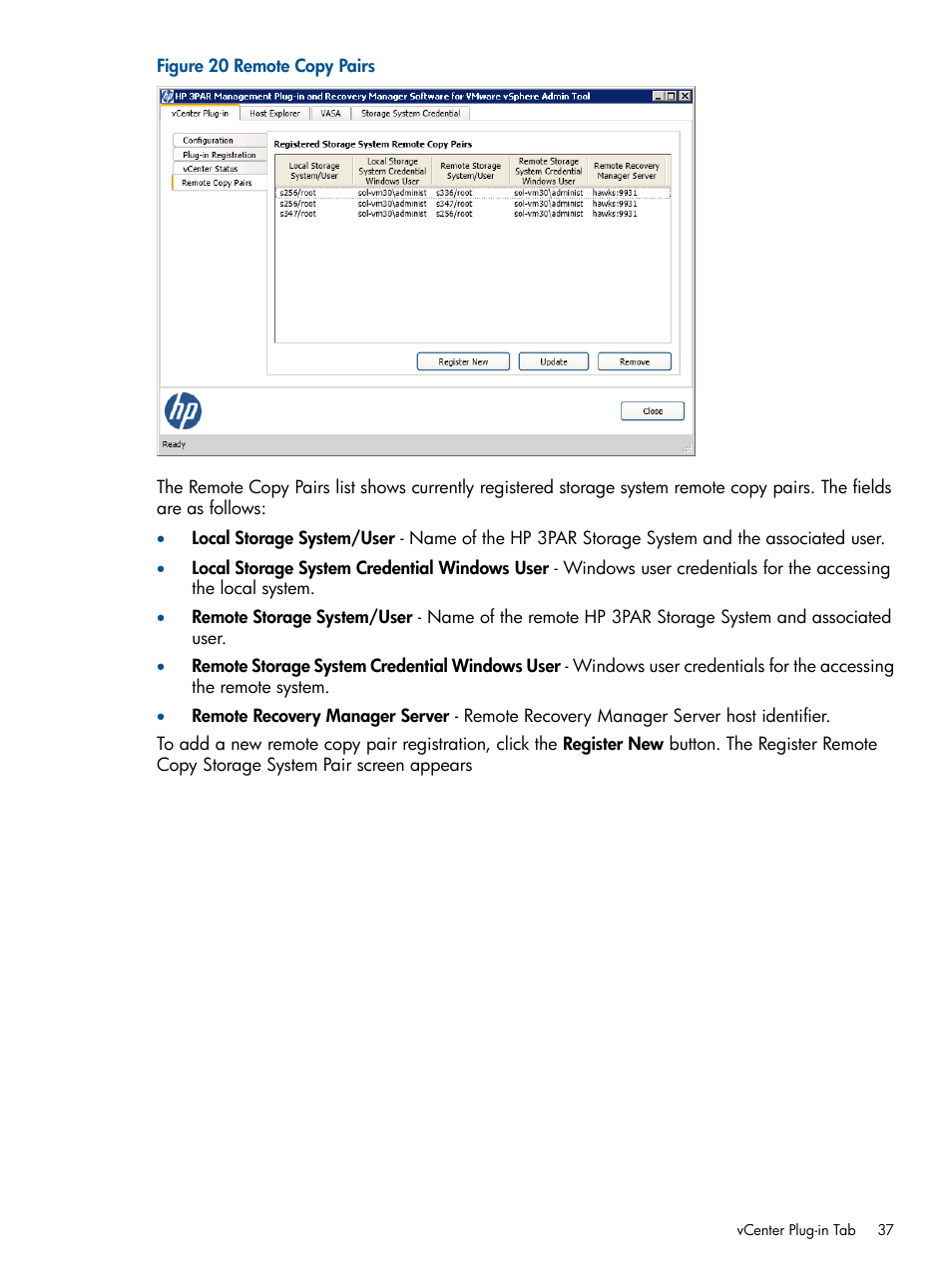 HP 3PAR Application Software Suite for VMware User Manual | Page 37 / 104