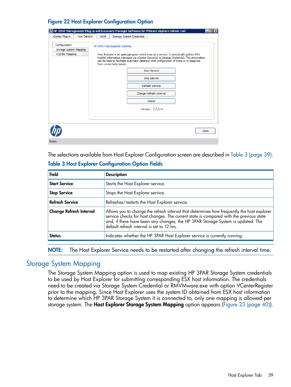 Storage system mapping | HP 3PAR Application Software Suite for VMware User Manual | Page 39 / 104